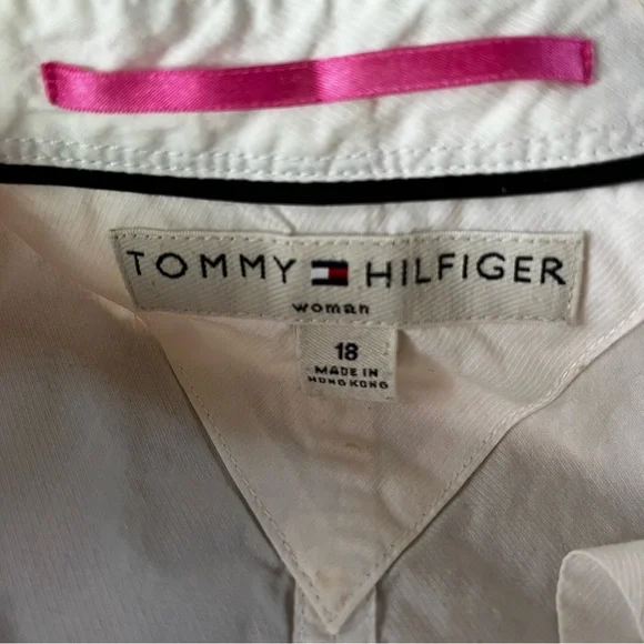 Vtg Tommy Hilfiger Women’s Stitch Detail Silhouette Shirt 18 Preppy Normcore - Picture 10 of 16
